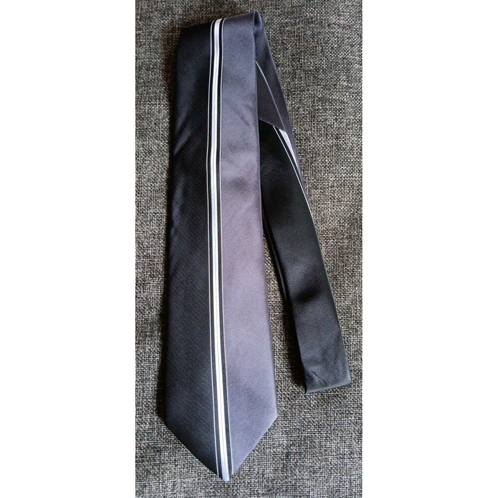 Tie 70s 80s 90s Y2K New Vintage Fresh By Way To Be Black Gray 3.5 Wide 57 Long